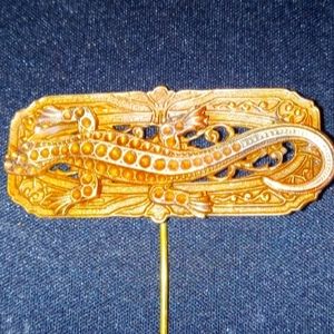 Antique Brass & Copper Lizard Stick Pin